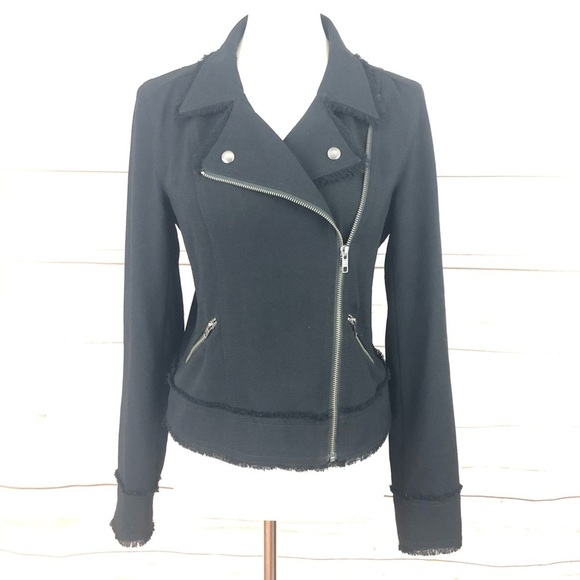 Leith Fringe Hem Asymmetrical Zip Moto Jacket - Picture 1 of 12